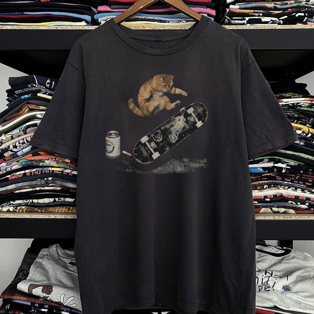 Skateboarding Cat Graphic Tee